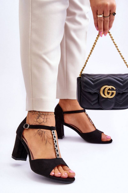 Women's Suede Sandals On Heel Black...