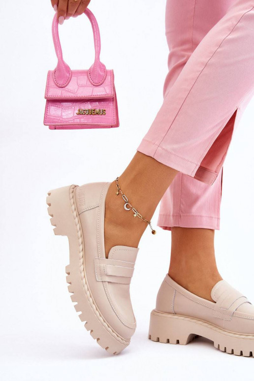 Women's Loafers Leather Shoes Big...