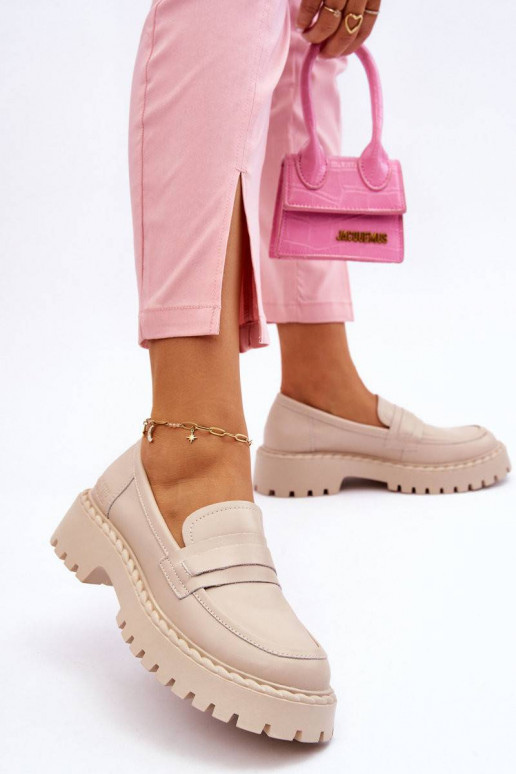 Women's Loafers Leather Shoes Big...