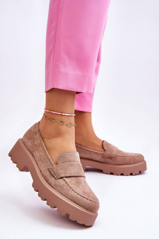 Classic Suede Loafers Loafers Beige...