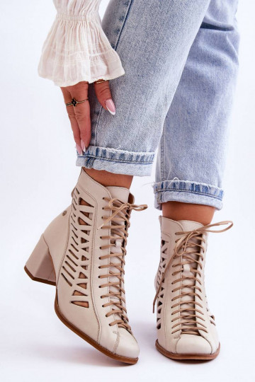 Leather Openwork Boots...