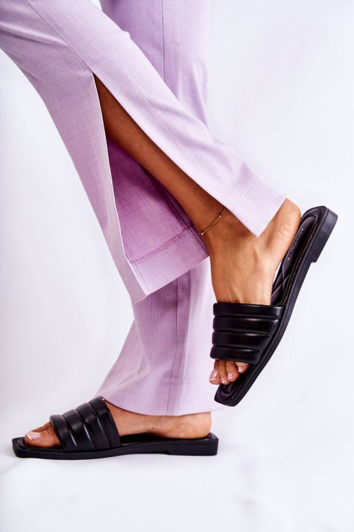 Women's Leather Slippers With...