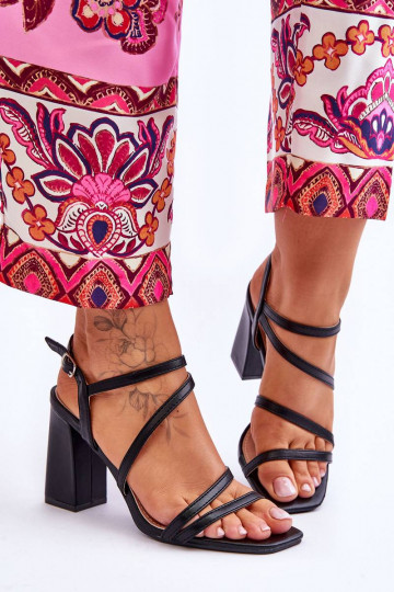 Leather Heel Sandals Black... 2