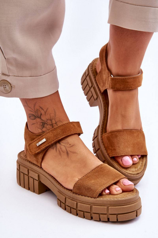 Women's Suede Sandals Big Star Camels