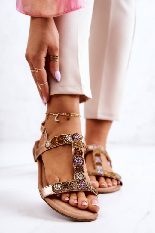 Women's Sandals With Rhinestones Rose...