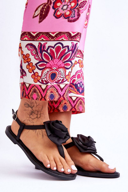 Women's Flip Flops With Fabric Rose...