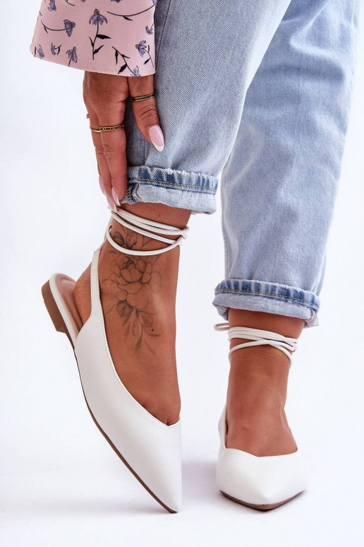 Women's Laced Ballet Flats White...