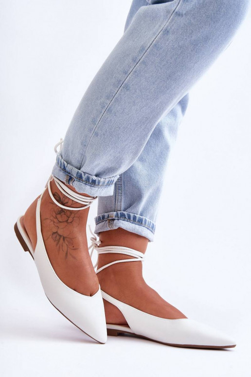 Women's Laced Ballet Flats White...