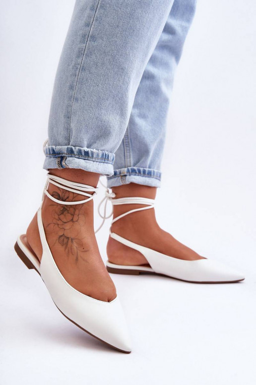 Women's Laced Ballet Flats White...