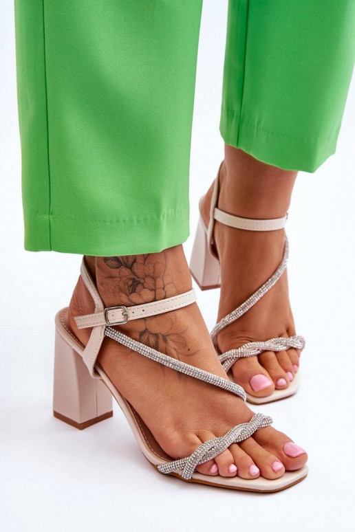 Leather Sandals With Rhinestones...