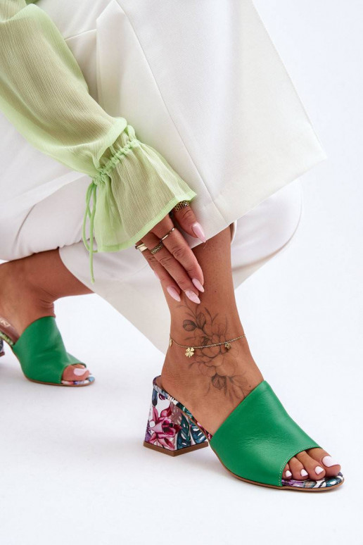 Women's Leather Mules on Heel Lewski...