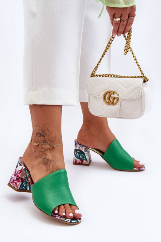 Women's Leather Mules on Heel Lewski...