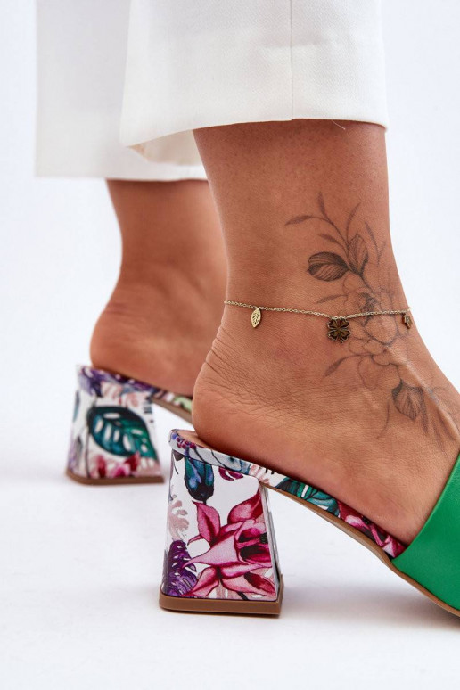 Women's Leather Mules on Heel Lewski...