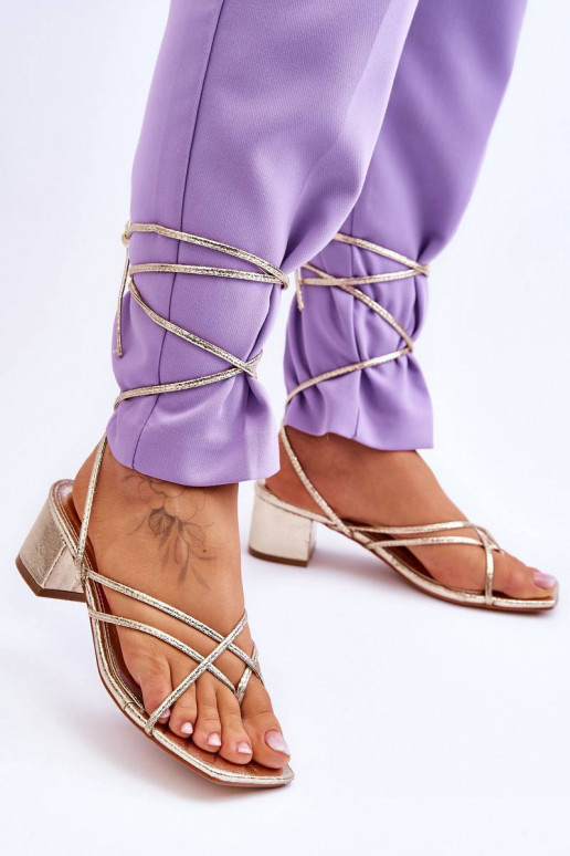 Tied Sandals With High Heels gold...