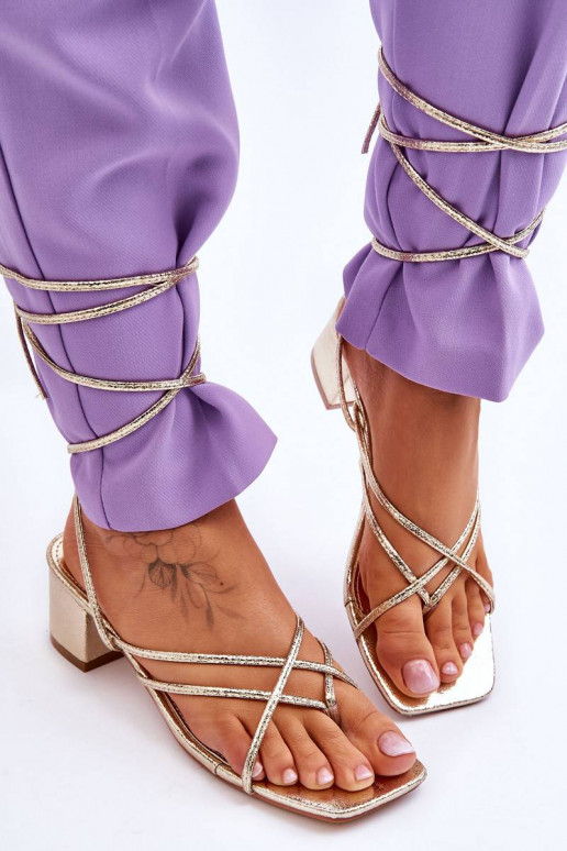 Tied Sandals With High Heels gold...