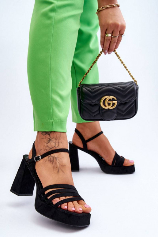 Women's Suede Platform Sandals Black...