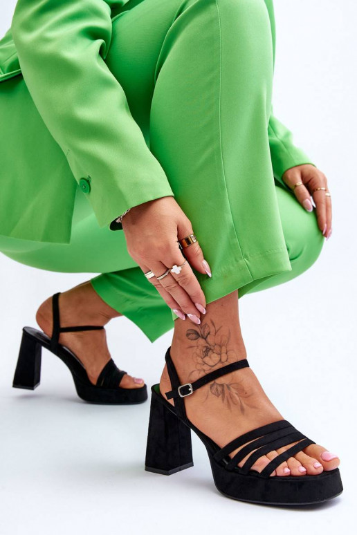 Women's Suede Platform Sandals Black...