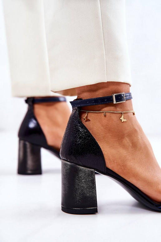 Leather Sandals On A Bar Black and...