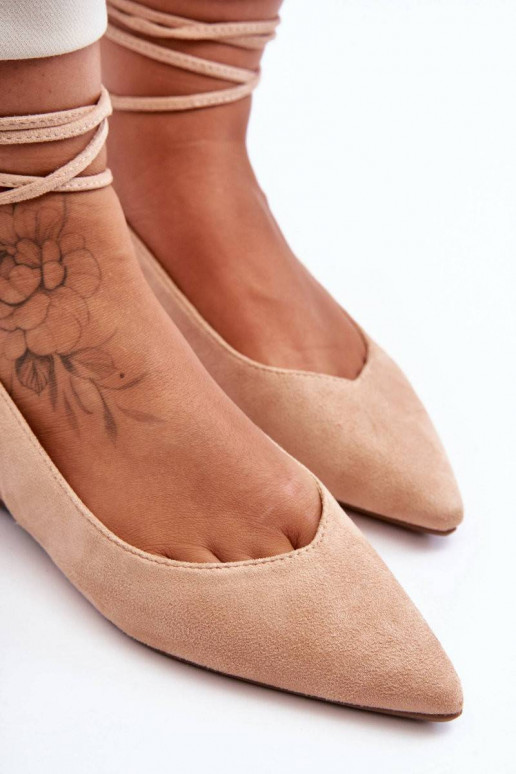 Women's Suede Lace-Up Ballet Flats...