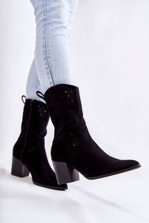 Women's Suede Boots With Cowboy Boots...
