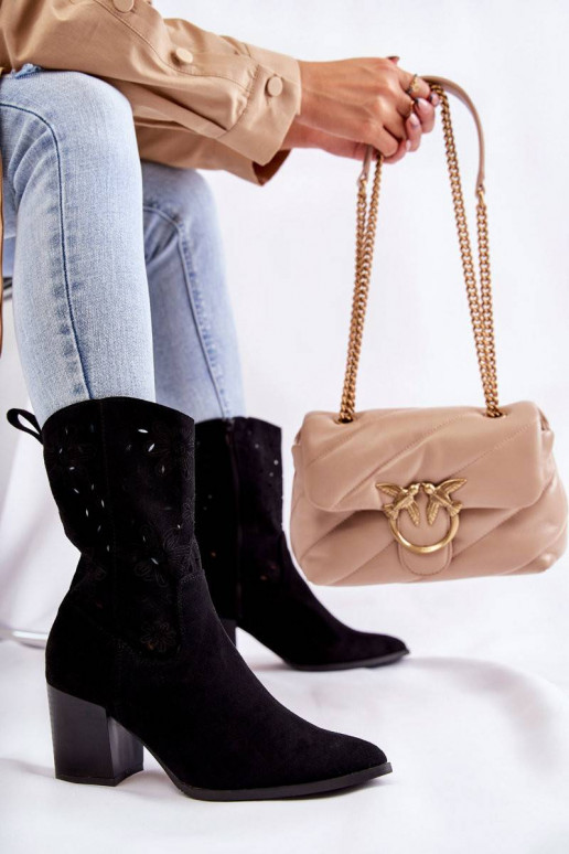 Women's Suede Boots With Cowboy Boots...
