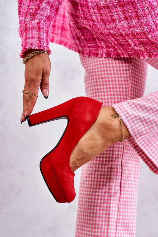 Classic Suede Pumps On Heel Red Soro