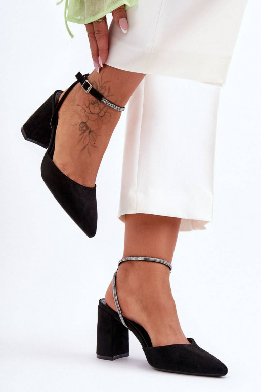 Suede Pumps with Decorative Strap...