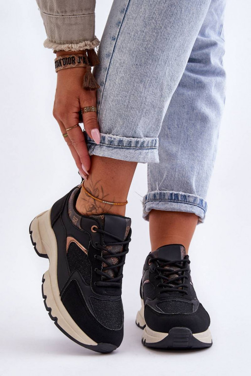 Platform Lace-up Sports Shoes Black...