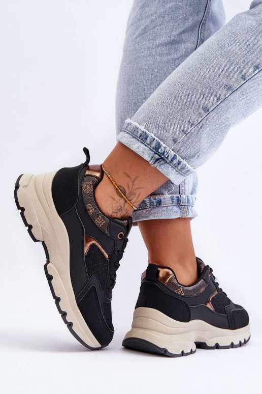 Platform Lace-up Sports Shoes Black...