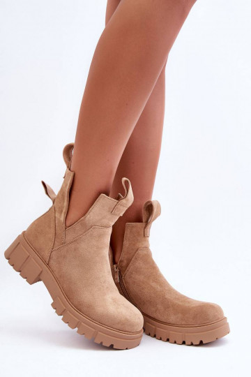 Cutout Worker Boots Beige... 2