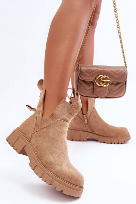Cutout Worker Boots Beige Heaven