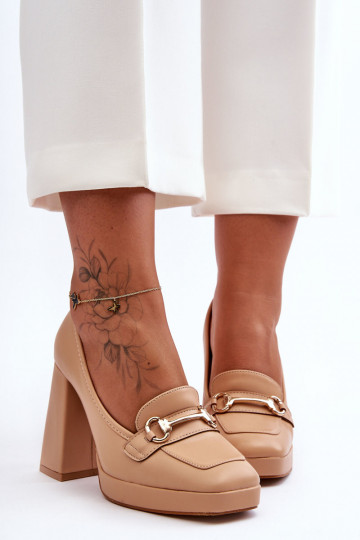 Stylish Leather Pumps Nude...