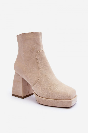 Suede Heeled Boots Beige...