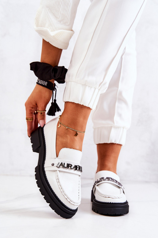 Leather Loafers Letters La.Fi White...