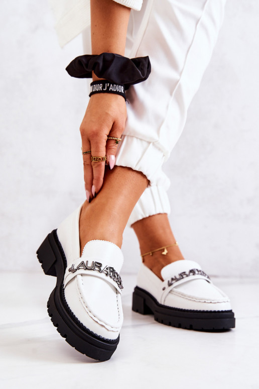 Leather Loafers Letters La.Fi White...
