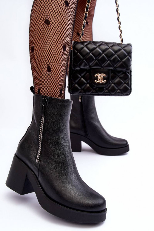 Leather Boots with Massive Heel and...
