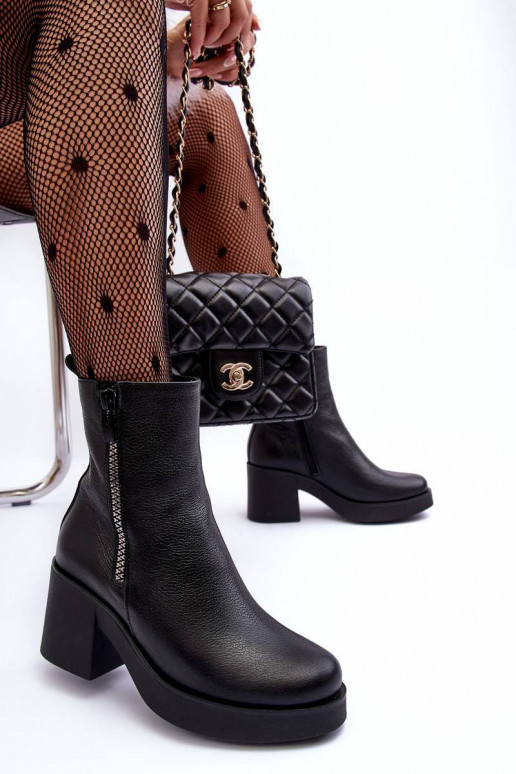 Leather Boots with Massive Heel and...