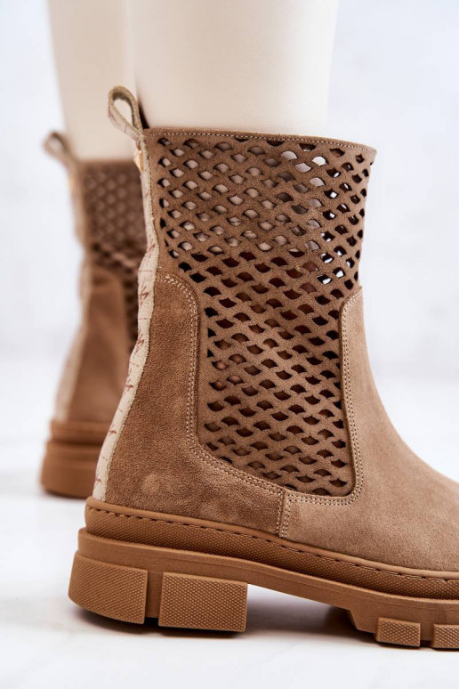 Leather boots Workers Nicole Light brown