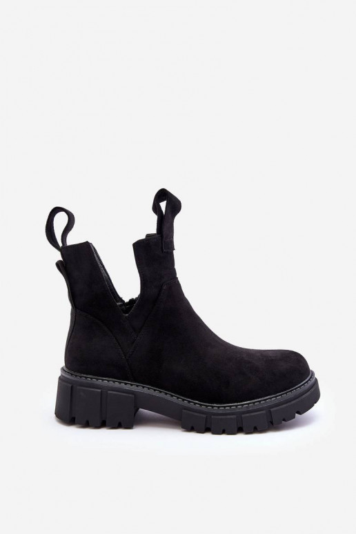 Cut-Out Work Boots Black Heaven