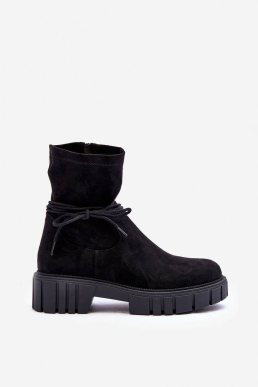Women's Suede Boots with Black Lacing...