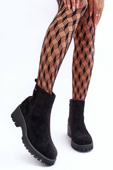 Suede Flat Heel Boots with...