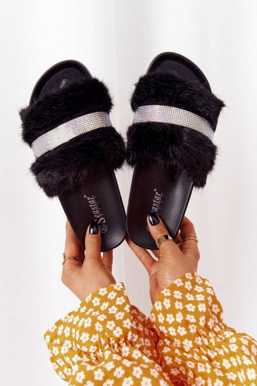 Platform Slippers With Fur And Cubic...