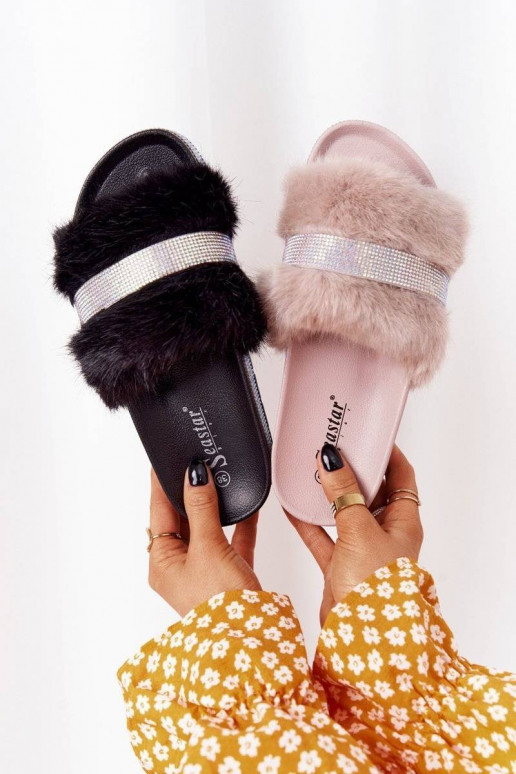Platform Slippers With Fur And Cubic...