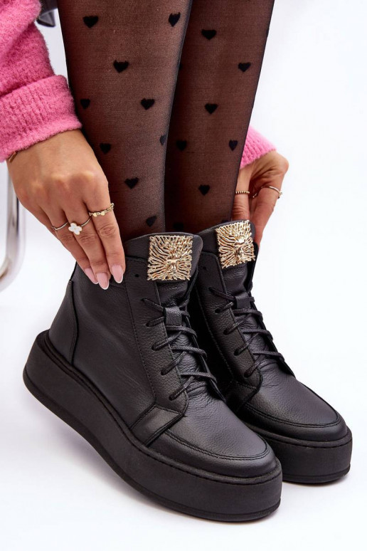 Women's Laced Boots with Leather...