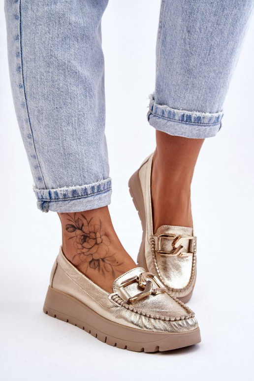 Leather Platform Loafers With...