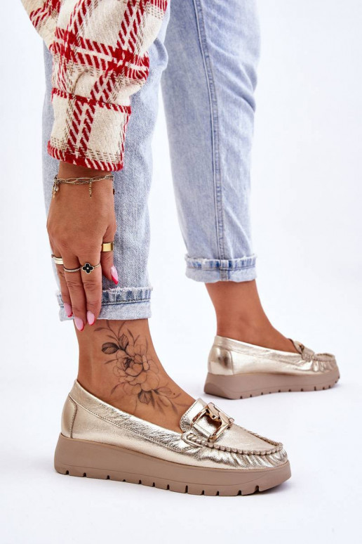 Leather Platform Loafers With...