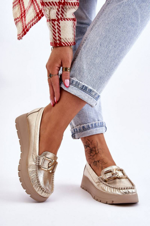 Leather Platform Loafers With...