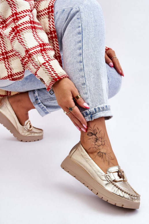 Leather Platform Loafers With...