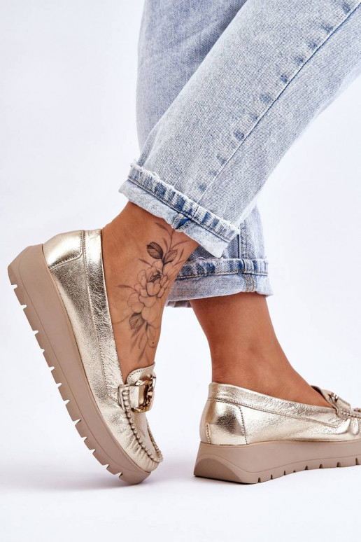 Leather Platform Loafers With...