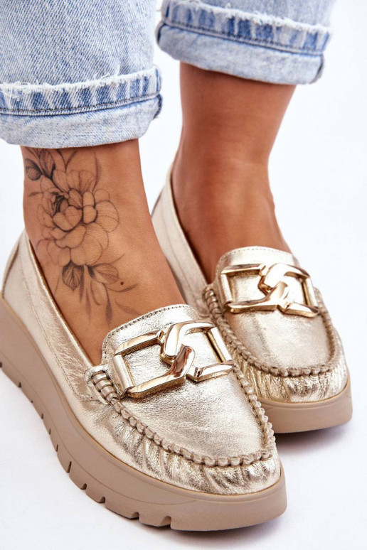 Leather Platform Loafers With...